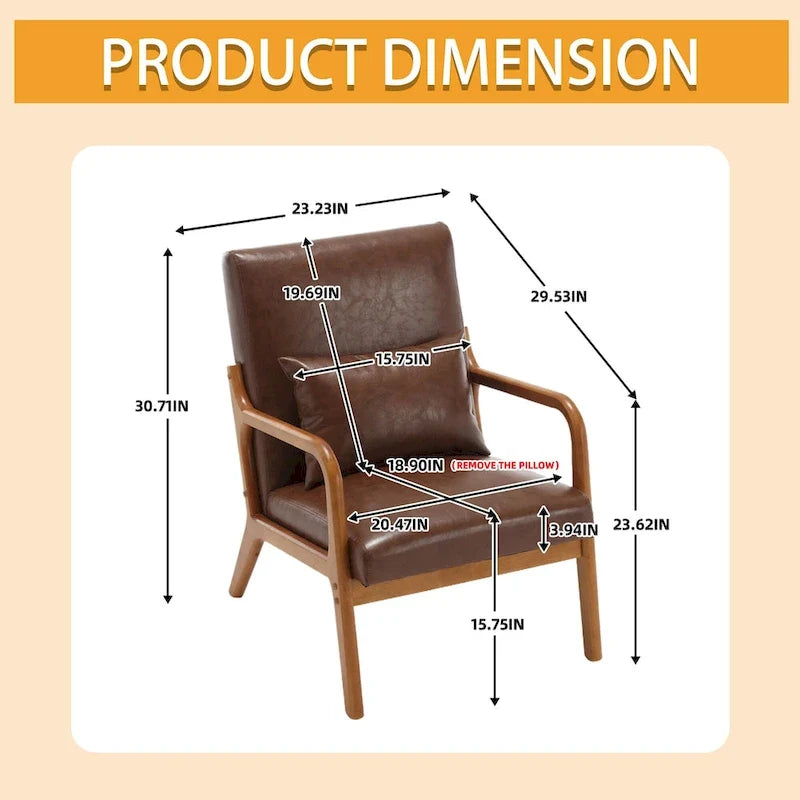 Fauteuil de salon en velours/cuir et bois de style moderne du milieu du siècle (lot de 2)