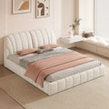 Letto imbottito a piattaforma Queen Size con testiera in tessuto spesso