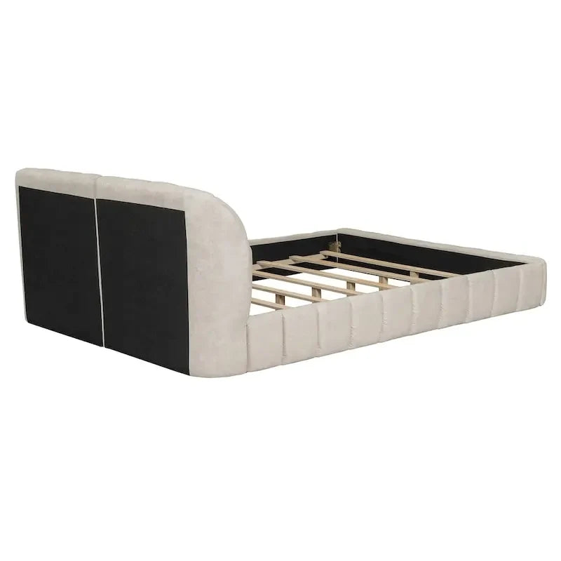 Letto imbottito a piattaforma Queen Size con testiera in tessuto spesso