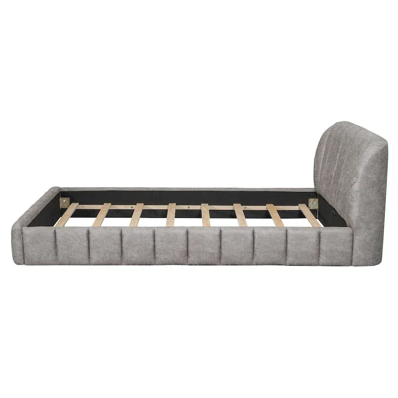 Letto imbottito a piattaforma Queen Size con testiera in tessuto spesso