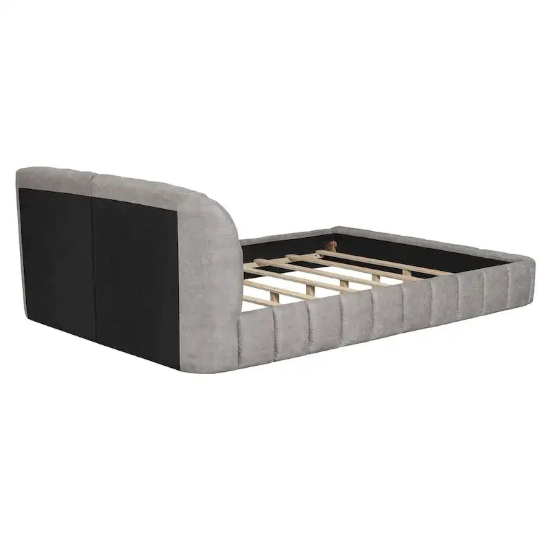 Letto imbottito a piattaforma Queen Size con testiera in tessuto spesso