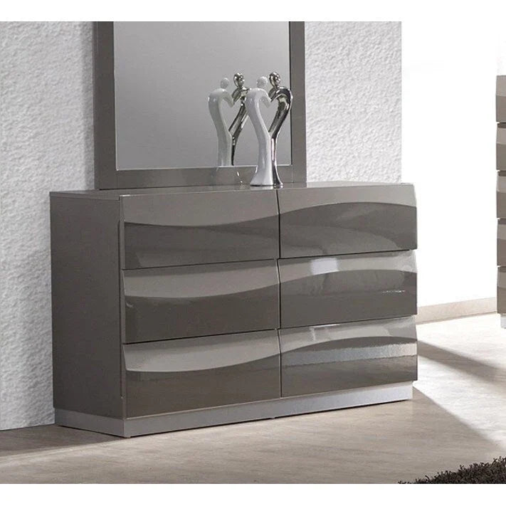 Chambre à coucher 4 pièces king-size gris brillant Devlin Somette