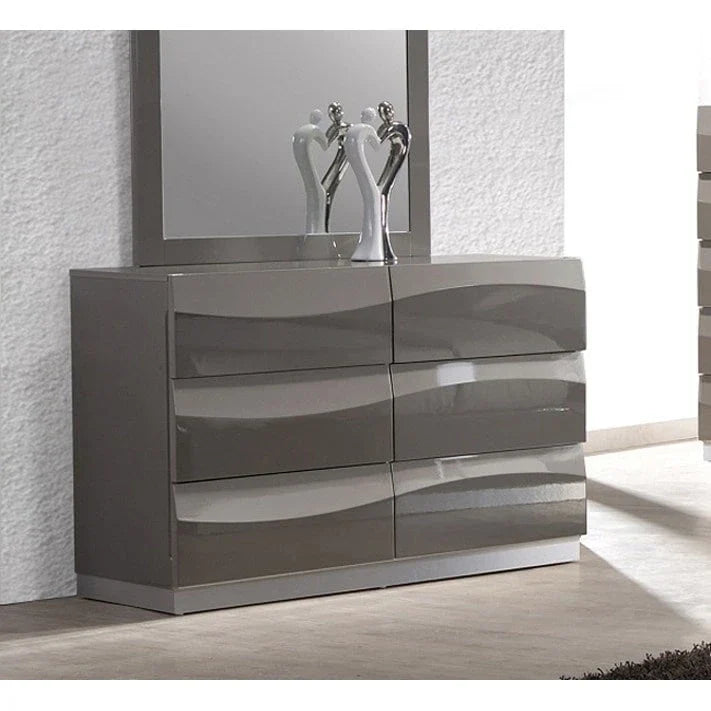 Set camera da letto Somette 4 pezzi Devlin Grey lucido, misura Queen