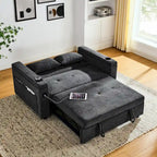 Divano Letto Estraibile 54", Divano Reclinabile 2 Posti con Contenitore, Cuscino Lombare, Presa USB