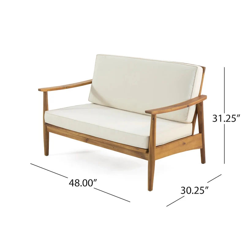 Willowbrook Outdoor Acacia Wood 4 Seater Chat Set by Christopher Knight Home