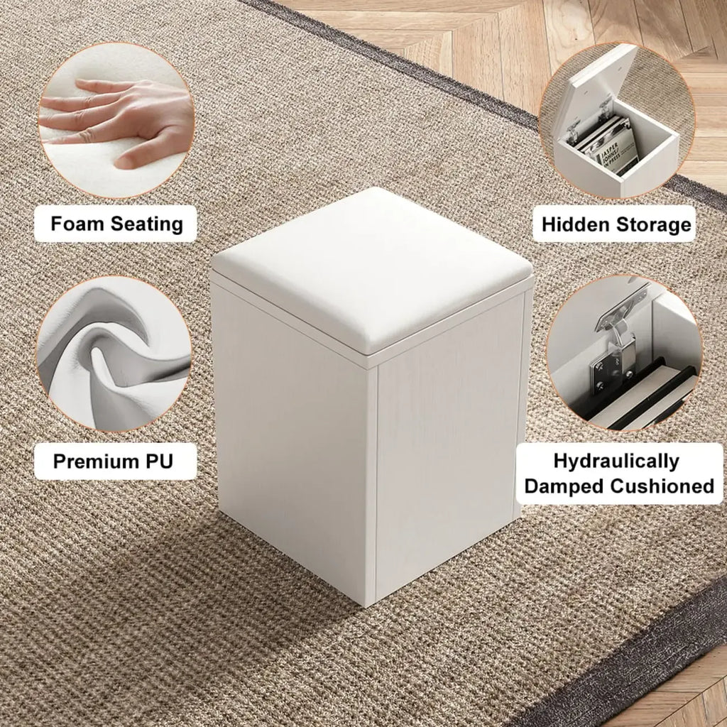 Foldable Lift-Top Coffee Table with 4 Stools & Storage