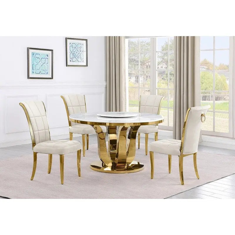 Best Quality Furniture D325-SC324-7 5 Piece Round Dining Set