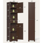Mobile bagno alto 67 H, Armadietto portabiancheria stretto, Mobiletto contenitore con 2 ante e cassetto