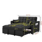 Divano letto 3 in 1 in velluto convertibile con letto estraibile e schienale reclinabile