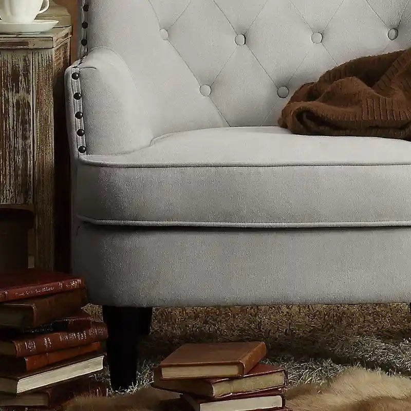 Moser Bay Mignon Velvet / Linen 30 Wide Tufted Wingback Accent Chair