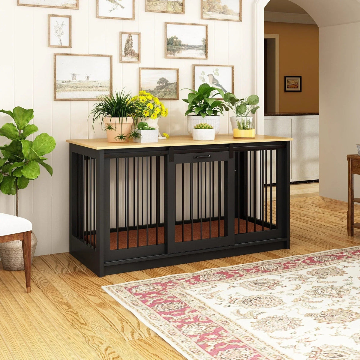Pet Residence with Iron Tube Reinforcement Stylish & Sturdy Dog Crate
