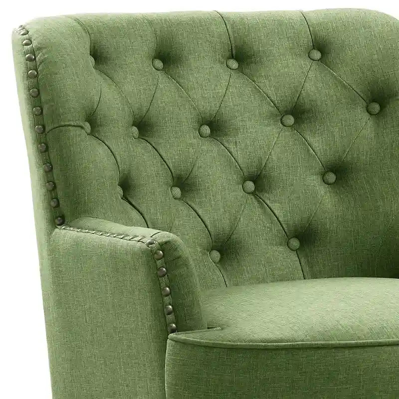 Moser Bay Mignon Velvet / Linen 30 Wide Tufted Wingback Accent Chair