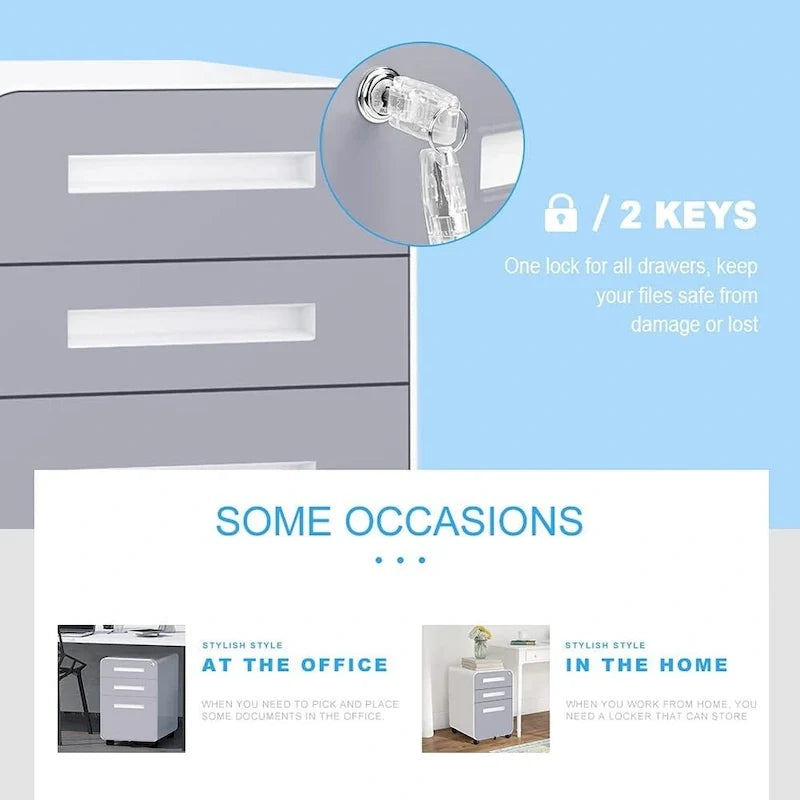 Classificatore verticale/mobile a 3 cassetti per ufficio domestico