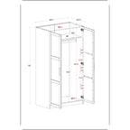 Armadio Urban a 2 ante in 100% legno massello con ante piene e a specchio