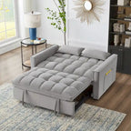 Divano letto a due posti 4 in 1 con braccioli e tasche portaoggetti, divano letto estraibile multifunzionale trapuntato con schienale regolabile
