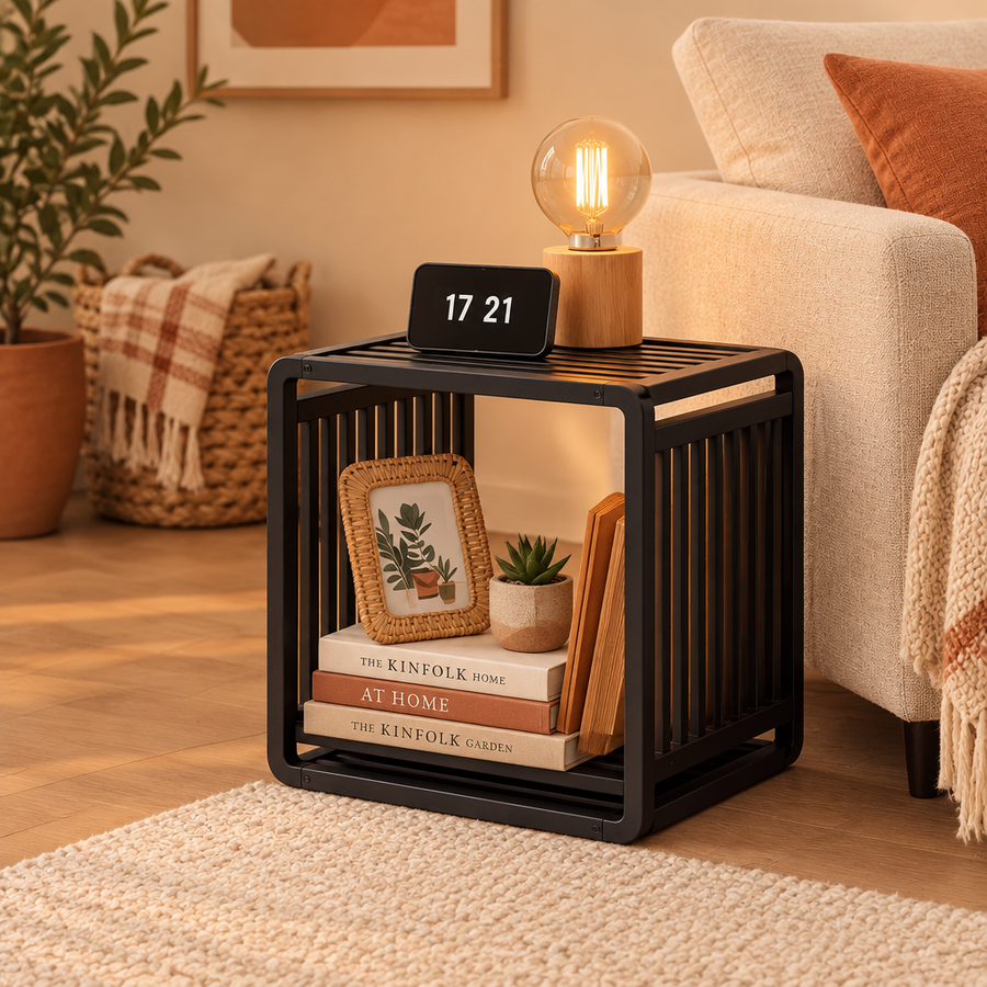 Black Cube Side Table