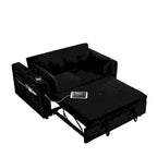 Divano Letto Estraibile 54", Divano Reclinabile 2 Posti con Contenitore, Cuscino Lombare, Presa USB