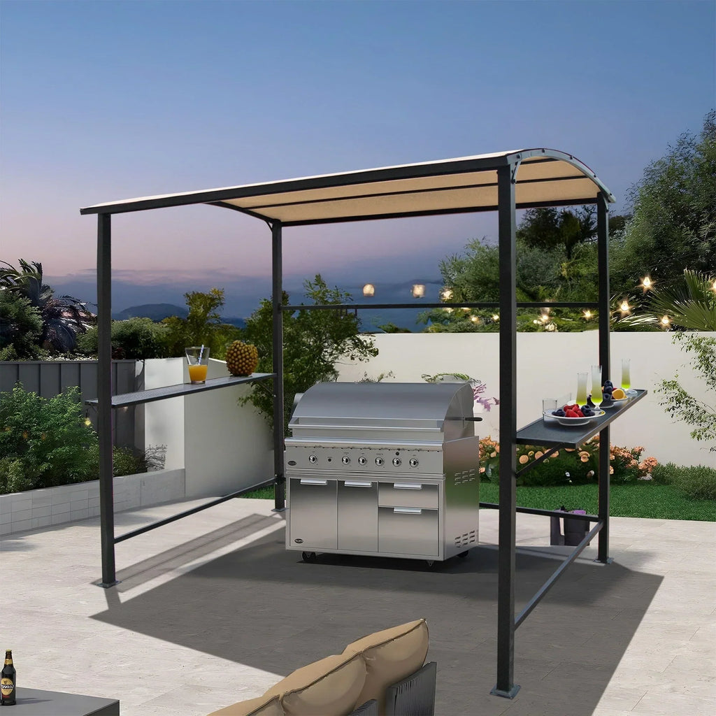 Outdoor 5 ft. x 8 ft. Steel Frame Grill Gazebo Canopy Barbecue Shelter