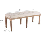 Panca/Poggiapiedi Rettangolare Trapuntata Extra Lunga 48 - Beige