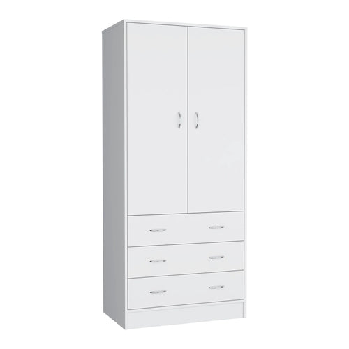 19 Armadio moderno a due ante con 3 cassetti e 1 asta appendiabiti per camera da letto