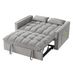 Divano letto a due posti 4 in 1 con braccioli e tasche portaoggetti, divano letto estraibile multifunzionale trapuntato con schienale regolabile