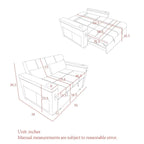 Divano Letto Estraibile 54", Divano Reclinabile 2 Posti con Contenitore, Cuscino Lombare, Presa USB
