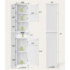 Mobile bagno alto 67 H, Armadietto portabiancheria stretto, Mobiletto contenitore con 2 ante e cassetto