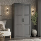 Armadio Urban a 2 ante in 100% legno massello con ante piene e a specchio