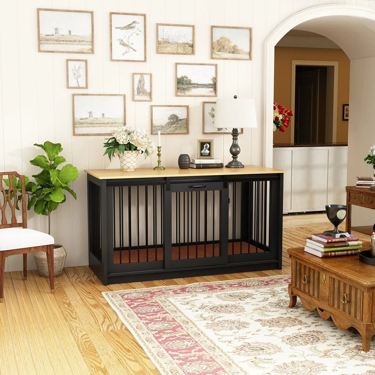 Pet Residence with Iron Tube Reinforcement Stylish & Sturdy Dog Crate