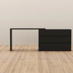 Cassettiera e Scrivania Girevole a 32,7H, con 6 Cassetti, Tavolo da Trucco, Bianco/Nero