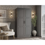 Armadio Urban a 2 ante in 100% legno massello con ante piene e a specchio