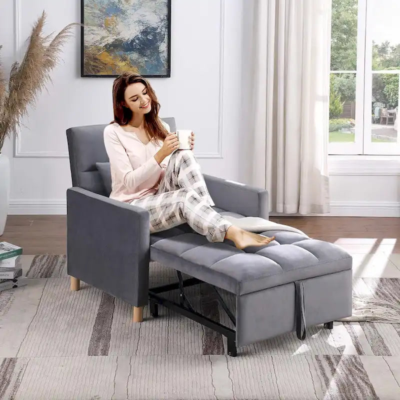 Aukfa Sleeper Chair Bed Convertible Single Sofa Chair with Pillow
