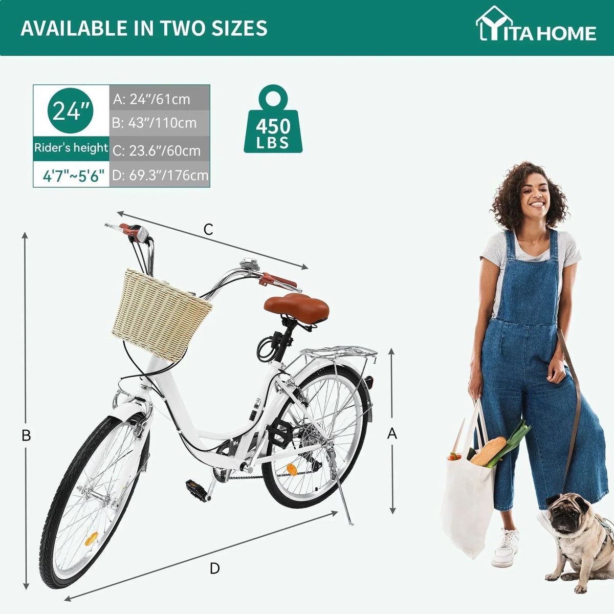 Moasis24/ 26 7-speed Cruiser Bike Adjustable Step Through Bike Commute Bike Bicycle