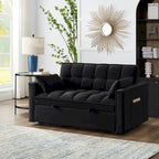 Divano letto a due posti 4 in 1 con braccioli e tasche portaoggetti, divano letto estraibile multifunzionale trapuntato con schienale regolabile