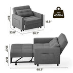 Divano letto trasformabile 3-in-1, Poltrona letto estraibile, Letto pieghevole convertibile per soggiorno