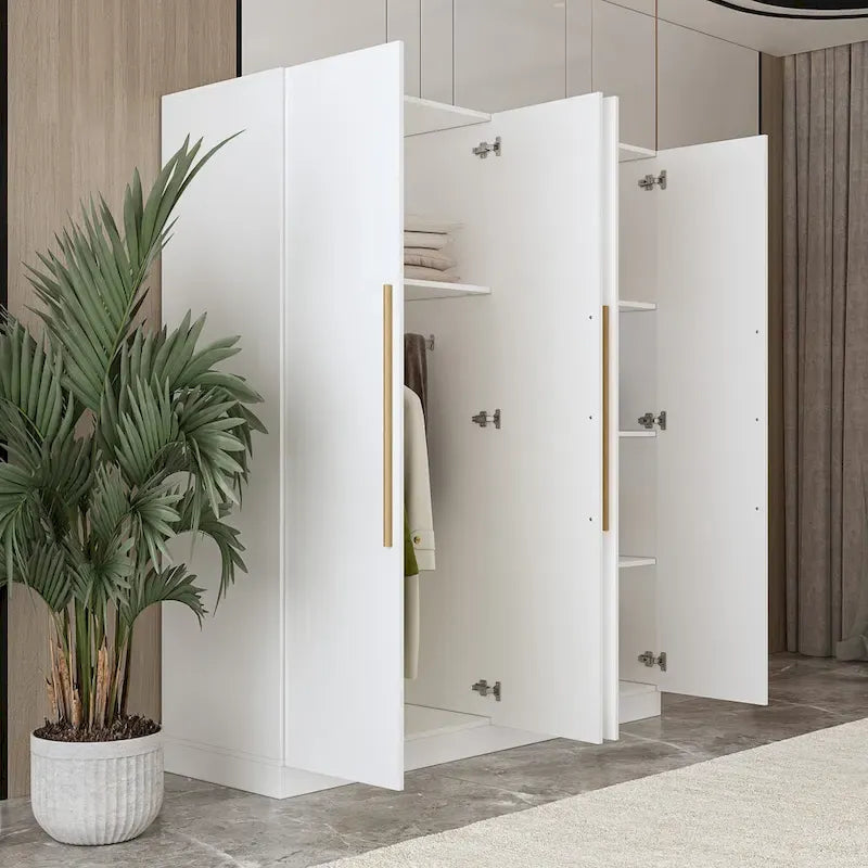Armoire de rangement moderne sur pied en bois massif avec étagères