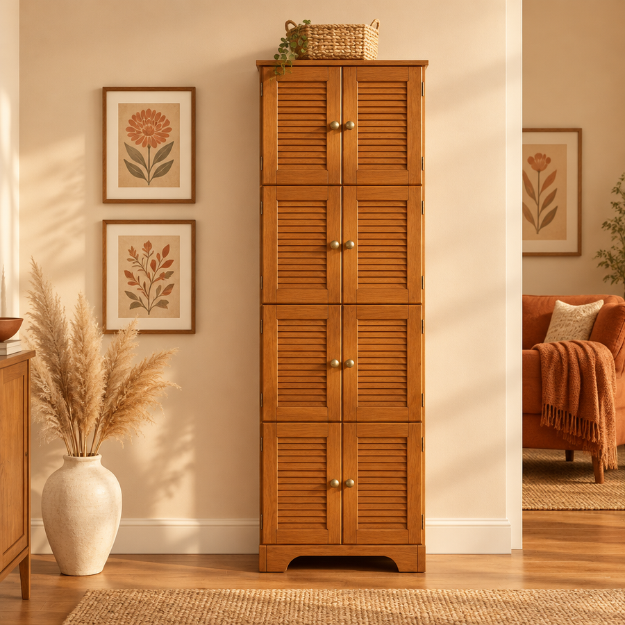 Tall Oak Storage Cabinet